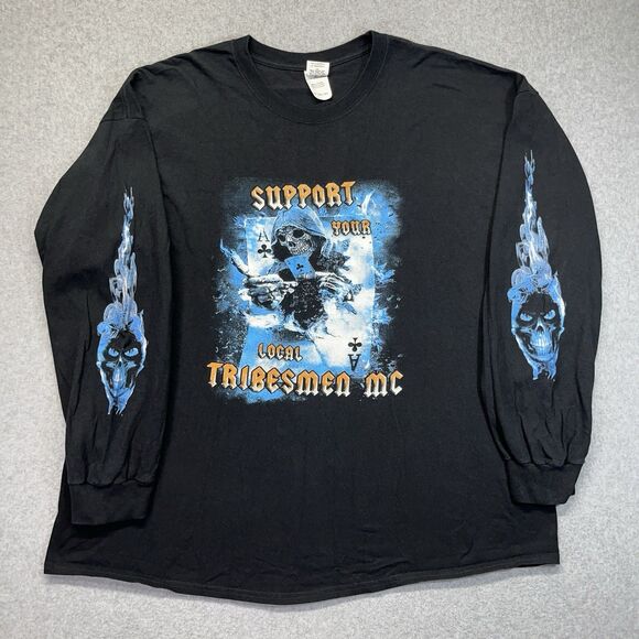 Support Local Tribesmen Motorcycle Long Sleeve T-Shirt Men’s 3XL Black Graphic - Picture 1 of 11